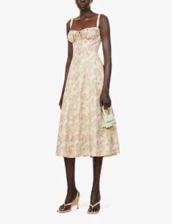 Carmen Sleeveless Cotton-blend Midi Dress -Reisi Clothing Shop R03983265 PEONYPRINT ALT01