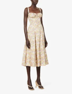 Carmen Sleeveless Cotton-blend Midi Dress -Reisi Clothing Shop R03983265 PEONYPRINT ALT02