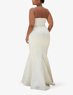 Ines Flared Satin Wedding Dress -Reisi Clothing Shop R03983460 IVORY ALT03