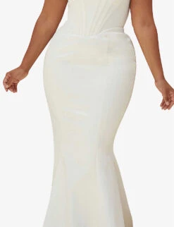 Ines Flared Satin Wedding Dress -Reisi Clothing Shop R03983460 IVORY ALT04