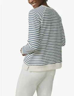 Striped Round-neck Organic Cotton-blend Sweatshirt -Reisi Clothing Shop R03985260 STRIPE ALT03