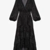 Maje Ruffiniti V-neck Woven Midi Dress -Reisi Clothing Shop R03986002 NOIRGRIS M
