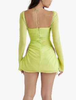 Baby Cut-out Woven Mini Dress -Reisi Clothing Shop R03992327 LIME ALT03