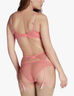 AGENT PROVOCATEUR Yara High-rise Stretch-mesh Suspender Belt -Reisi Clothing Shop R03992382 BUBBLEGUMSUNFLOWER ALT03