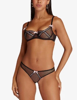 AGENT PROVOCATEUR Rozey Bow-detail Mesh Briefs -Reisi Clothing Shop R03992426 BLACKPINK ALT02