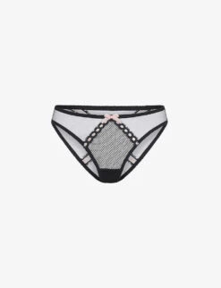 AGENT PROVOCATEUR Rozey Bow-detail Mesh Briefs