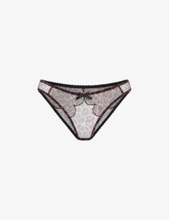 AGENT PROVOCATEUR Lorna Leopard-print Low-rise Mesh Briefs