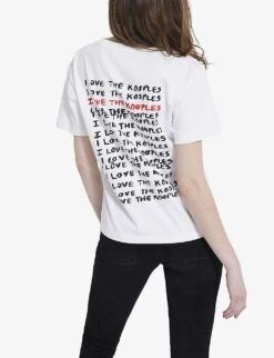 THE KOOPLES Graphic Logo-print Cotton-jersey T-shirt -Reisi Clothing Shop R03993479 WHI01 ALT03