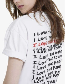 THE KOOPLES Graphic Logo-print Cotton-jersey T-shirt -Reisi Clothing Shop R03993479 WHI01 ALT04