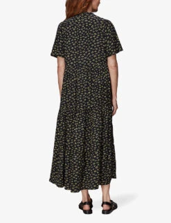 Whistles Abstract-print Button-through Woven Maxi Dress -Reisi Clothing Shop R03995443 BLACK ALT03