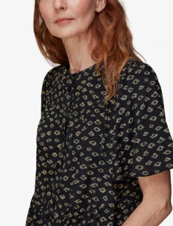 Whistles Abstract-print Button-through Woven Maxi Dress -Reisi Clothing Shop R03995443 BLACK ALT04