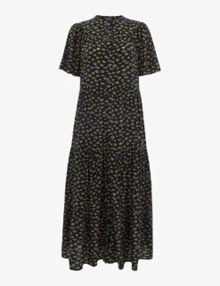 Whistles Abstract-print Button-through Woven Maxi Dress
