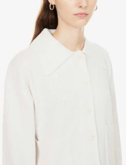 Joseph Collar Wool Cardigan -Reisi Clothing Shop R03996020 IVORY ALT04