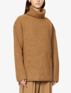 Joseph Roll-neck Split-sides Wool Jumper -Reisi Clothing Shop R03996040 CAMEL ALT02