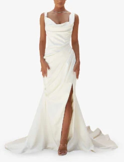 Delphine Sleeveless Satin Maxi Dress -Reisi Clothing Shop R03998257 IVORY ALT02