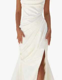 Delphine Sleeveless Satin Maxi Dress -Reisi Clothing Shop R03998257 IVORY ALT04