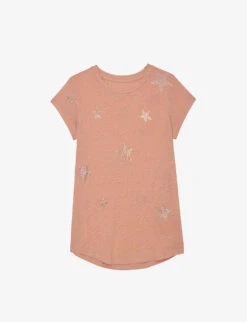 Zadig & Voltaire Star-pattern Diamante-embellished Cotton-blend T-shirt