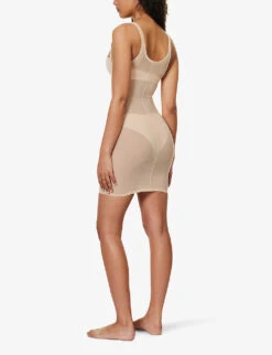 Wolford Sleeveless Scoop-neck Stretch-tulle Mini Dress -Reisi Clothing Shop R04000747 CLAY ALT03