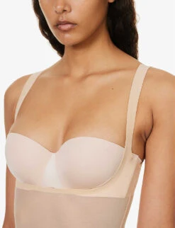 Wolford Sleeveless Scoop-neck Stretch-tulle Mini Dress -Reisi Clothing Shop R04000747 CLAY ALT04