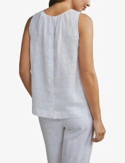 Sleeveless Linen Top -Reisi Clothing Shop R04004429 WHITE ALT02