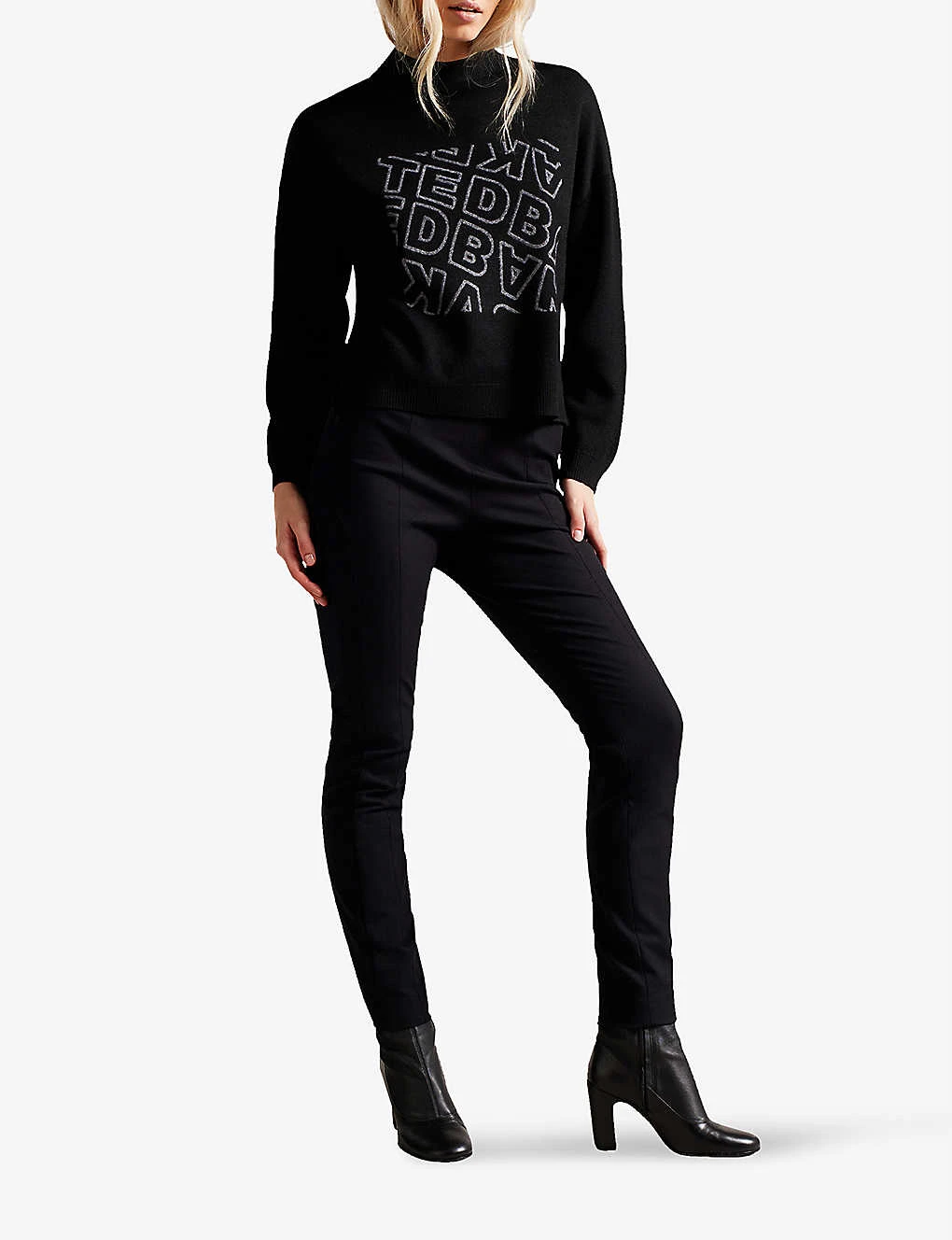 Ted Baker Elonia Logo-embroidered Mock-neck Stretch-knit Jumper 4 Ted Baker Elonia Logo-embroidered Mock-neck Stretch-knit Jumper - Image 2
