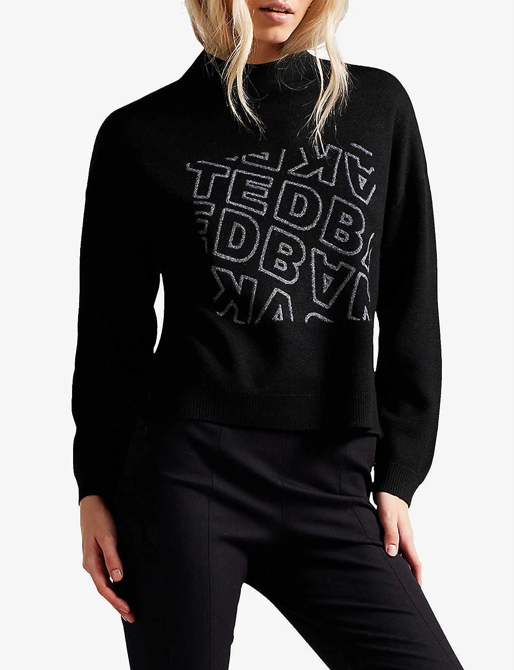 Ted Baker Elonia Logo-embroidered Mock-neck Stretch-knit Jumper 5 Ted Baker Elonia Logo-embroidered Mock-neck Stretch-knit Jumper - Image 3