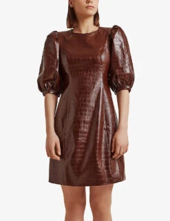 By Malina Vivianne Croc-effect Faux-leather Mini Dress -Reisi Clothing Shop R04005511 HAZEL ALT02