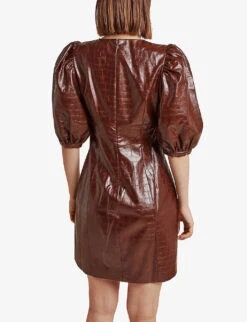 By Malina Vivianne Croc-effect Faux-leather Mini Dress -Reisi Clothing Shop R04005511 HAZEL ALT03