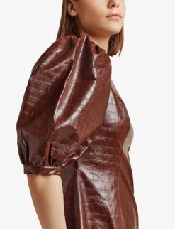 By Malina Vivianne Croc-effect Faux-leather Mini Dress -Reisi Clothing Shop R04005511 HAZEL ALT04