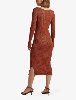 By Malina Tulip Ribbed Knitted Midi Dress -Reisi Clothing Shop R04005513 MOCHA ALT02