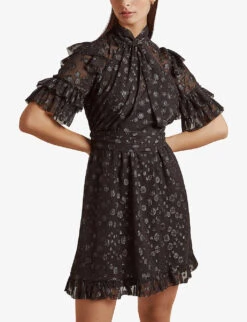 By Malina Cora Metallic Polka-dot Woven Mini Dress -Reisi Clothing Shop R04005546 BLACKMETALLIC ALT02