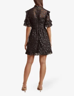 By Malina Cora Metallic Polka-dot Woven Mini Dress -Reisi Clothing Shop R04005546 BLACKMETALLIC ALT03