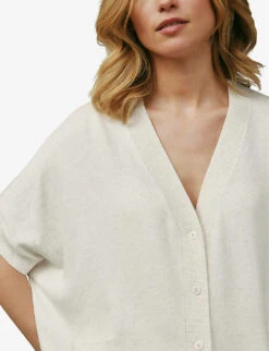 V-neck Oversized Recycled Cotton-blend Cardigan -Reisi Clothing Shop R04006456 CLOUDMARL ALT04