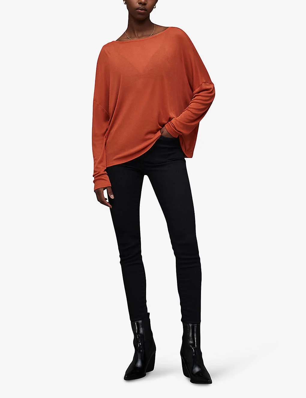 AllSaints Francesco Rita Semi-sheer Woven T-shirt 4 AllSaints Francesco Rita Semi-sheer Woven T-shirt - Image 2