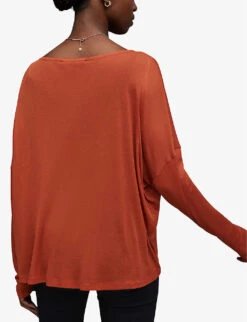 AllSaints Francesco Rita Semi-sheer Woven T-shirt 10 AllSaints Francesco Rita Semi-sheer Woven T-shirt -Reisi Clothing Shop R04006701 RUSTBROWN ALT03