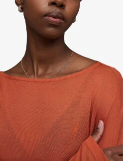 AllSaints Francesco Rita Semi-sheer Woven T-shirt 11 AllSaints Francesco Rita Semi-sheer Woven T-shirt -Reisi Clothing Shop R04006701 RUSTBROWN ALT04