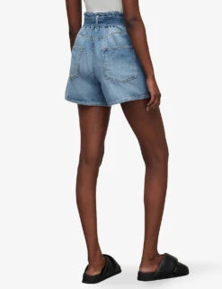 AllSaints Palmer High-rise Paper-bag Waist Denim Shorts 11 AllSaints Palmer High-rise Paper-bag Waist Denim Shorts -Reisi Clothing Shop R04008766 MIDINDIGOBLU ALT03
