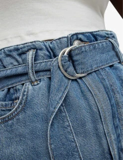 AllSaints Palmer High-rise Paper-bag Waist Denim Shorts 12 AllSaints Palmer High-rise Paper-bag Waist Denim Shorts -Reisi Clothing Shop R04008766 MIDINDIGOBLU ALT04