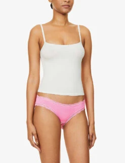 Mid-rise Lace Stretch-woven Briefs -Reisi Clothing Shop R04009702 HOTPINK ALT01