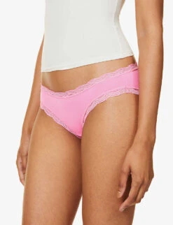 Mid-rise Lace Stretch-woven Briefs -Reisi Clothing Shop R04009702 HOTPINK ALT02