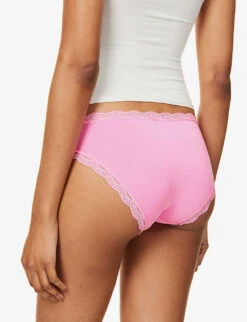 Mid-rise Lace Stretch-woven Briefs -Reisi Clothing Shop R04009702 HOTPINK ALT03