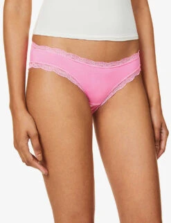 Mid-rise Lace Stretch-woven Briefs -Reisi Clothing Shop R04009702 HOTPINK ALT04