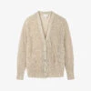 V-neckline Sparkle-knit Linen-blend Cardigan -Reisi Clothing Shop R04044644 OYSTER M