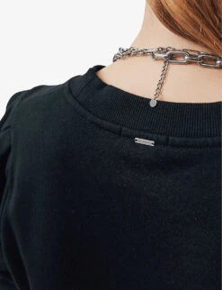 Ikks Embroidered Cotton-blend Sweatshirt -Reisi Clothing Shop R04063176 BLACK ALT03