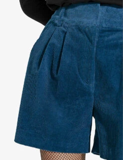 Ikks High-rise Stretch-corduroy Shorts -Reisi Clothing Shop R04063192 ROYALBLUE ALT04