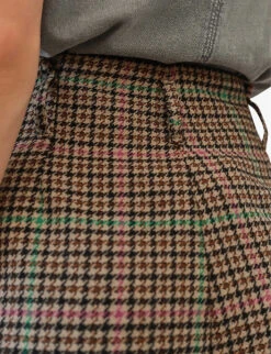 Ikks Checked High-rise Wool-blend Shorts -Reisi Clothing Shop R04063193 BROWN ALT04