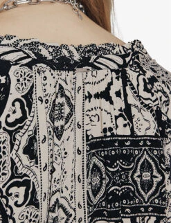 Ikks Scarf-print Woven Mini Dress -Reisi Clothing Shop R04063218 BLACK ALT03