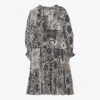 Ikks Scarf-print Woven Mini Dress 1 Ikks Scarf-print Woven Mini Dress -Reisi Clothing Shop R04063218 BLACK M