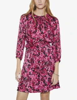Ikks Floral-print Woven Mini Dress -Reisi Clothing Shop R04063233 SALMONPINK ALT02