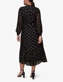 Whistles Dobby Polka-dot Chiffon Midi Dress -Reisi Clothing Shop R04063904 BLACK ALT03